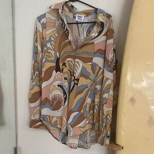 Nasty Gal Multicolor Abstract Button Down Shirt